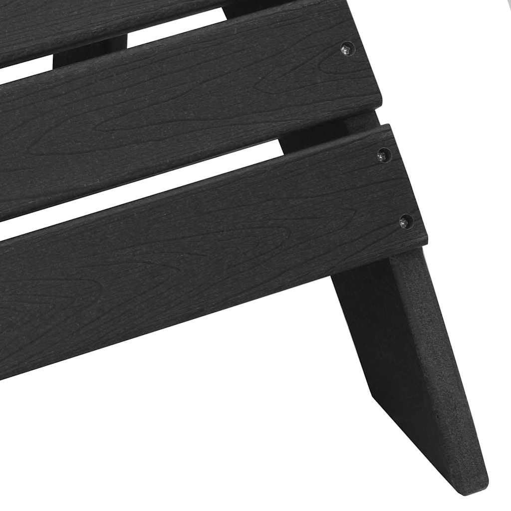 Krzesło Adirondack Czarny 82 x 74 x 92 cm HDPE Nowoczesny Fotel Ogrodowy z Podnóżkiem Wodoodporny na Taras Szerokie Podłokietniki Odporny na Warunki Atmosferyczne