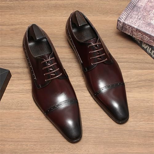 Mens Formal Shoes Oxford Genuine Leather Shoes Fashion Pointed Toe Lace-Up Formal Business Wedding Dress Shoes for Men4
