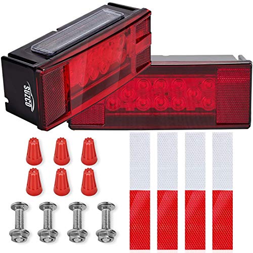 SUZCO 12V LED Submersible Rectangle Boat Trailer Lights Kit/Set, Tail License Stop Turn Running Signal Lights for Boat Trailer Truck RV Camper Snowmobile, Waterproof Over 80 inches DOT Compliant