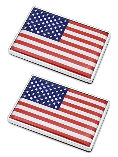 Image of 2 Pcs 3D USA American Flag Metal Car Stickers Chrome Decals,2.3 x 1.6 Inch Metal Truck Stickers,Patriotic Car Motorcycle Emblem.