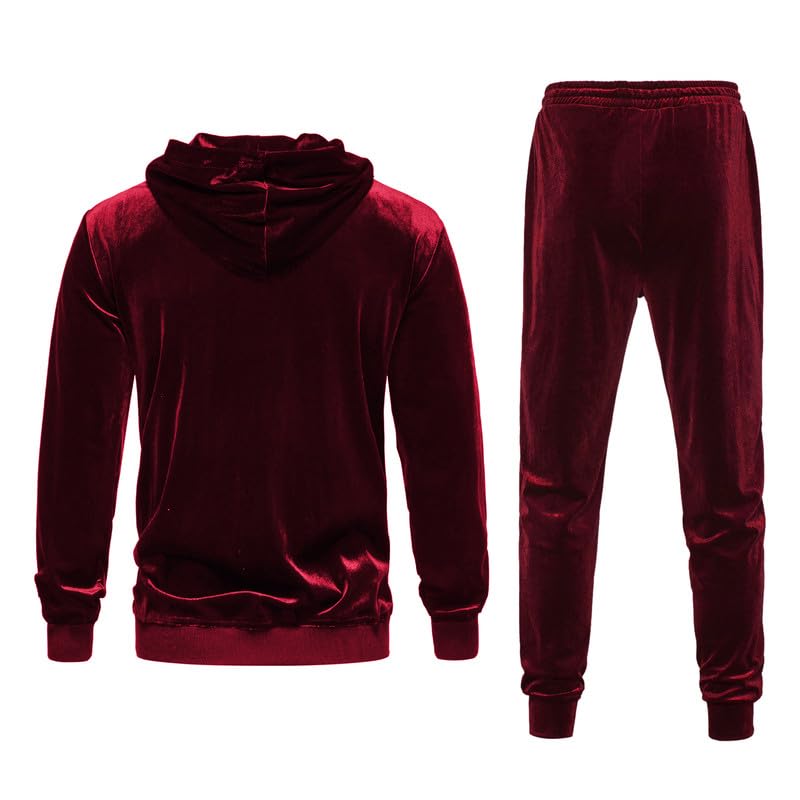 KISSQIQI Mens Velour Tracksuits 2 Pieces Sweatsuits Full Zip Hoodie Jogging Athletic Long Sleeve Casual Sports OutfitSet3