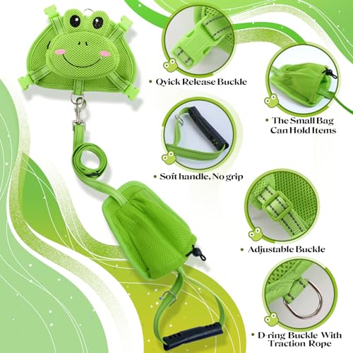 Dog-Backpack-Harness-Cute-Dog-Harness-with-Leash-Dog-Harness-with-Backpack-No-Pull-Dog-Saddle-Bag-Puppy-Vest-Mesh-Frog-Self-Bag-with-D-Ring-Dog-Hiking-Backpack-for-Small-Medium-Dogs-M