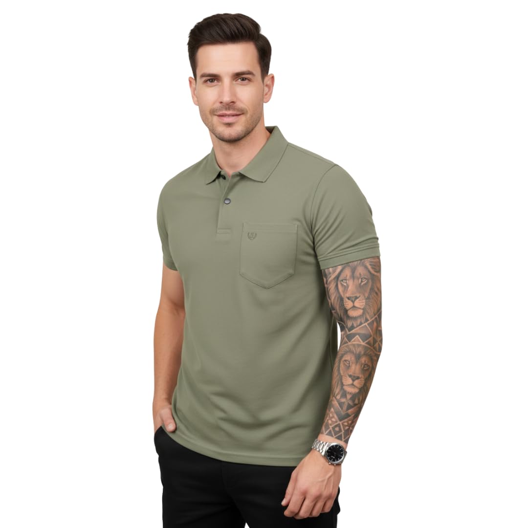 side up Men Cotton Polo T Shirt with Pocket | Collared Neck | Half Sleeve, Solid Pattern Tee | Lightweight & Comfortable | Stylish Men T-Shirt for Travel and Outdoor Outings-picture-29