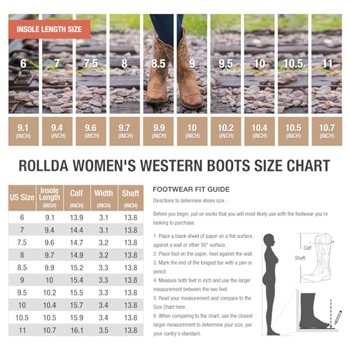 Image of HISEA Rollda Cowboy Boots for Women, Cowgirl Boots, Comfortable Western Boots with Pointed Toe Stitched Embroidery for Country Concert Dancing Wedding Traveling Daily Outfits