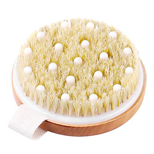 Gospire Dry Brushing Body Brush Bath Brush Gospire Natural Bristle Gentle Exfoliating for Softer?Gentle Massage Nodes for Treatment & Improves Lymphatic Functions, Stimulates Blood Circulation