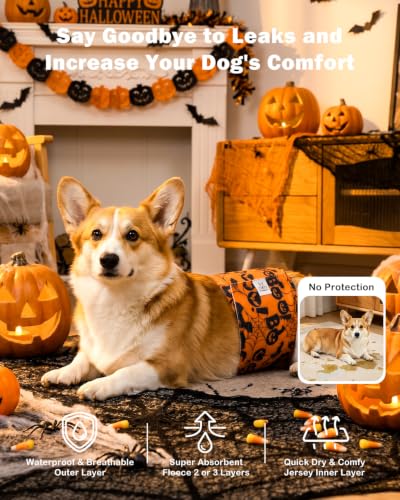Image of CuteBone Dog Diapers Male Halloween Belly Bands 3 Pack for Male Dogs Reusable Puppy Wraps DM82XS