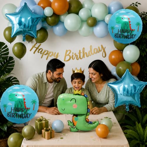 Image of Dinosaur Birthday Decoration Set, 47 Pcs Balloon Kit