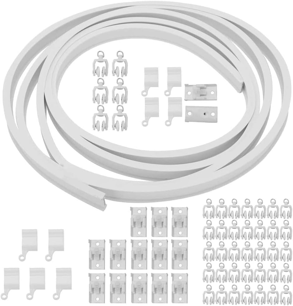Holdfiturn Bendable Curtain Track 3 Meters Flexible Ceiling Curtain Track Glider Rail White Ceiling Curved Curtain Rail for Bay Windows RV Room Divider Straight Curtain Rail (1PC 4.5M White) โ image 1