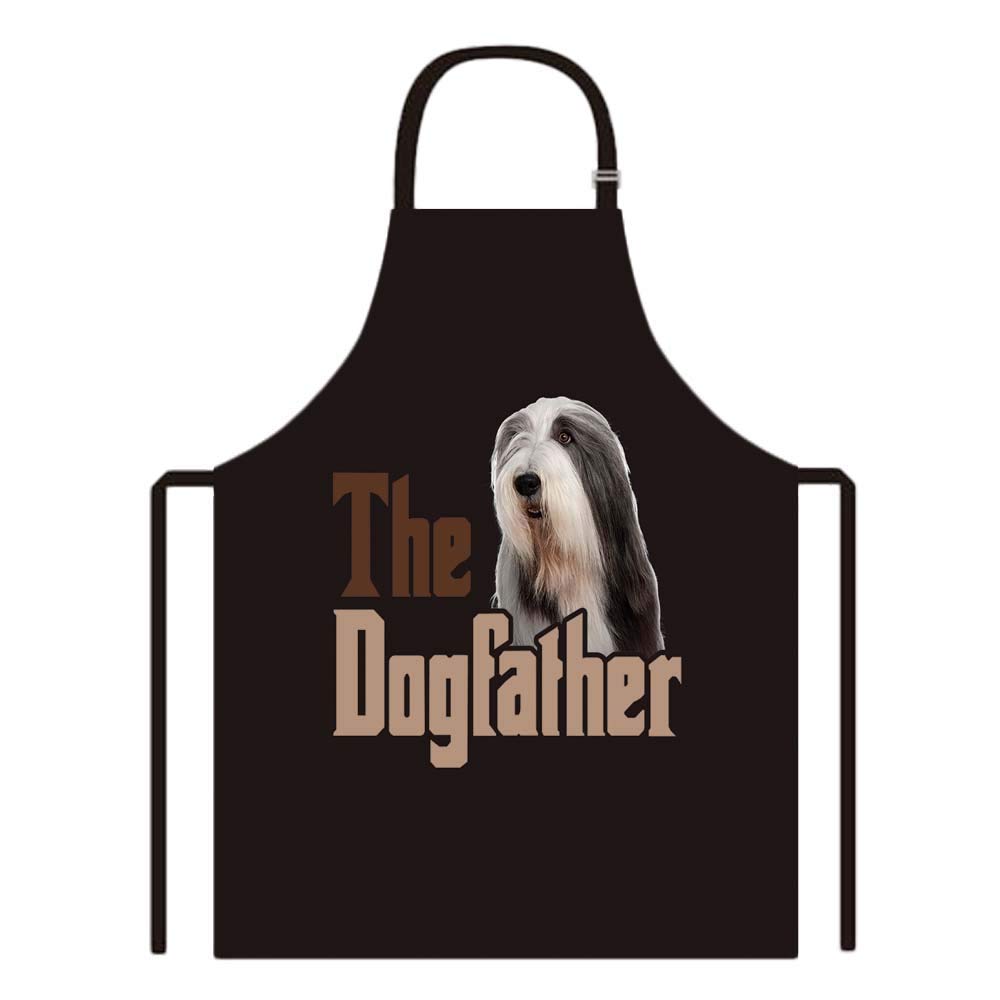 BAGEYOU Dog Father Apron with Bearded Collie Chef Kitchen Cooking Arpon for Men Women