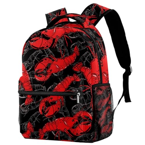 Sac à dos d'école multicolore homard rouge pour filles et garçons branchés