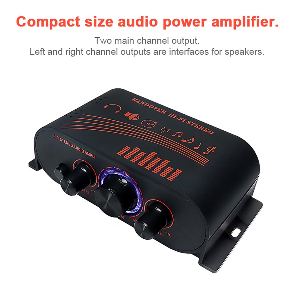 AK170 Kompakter Audio-Leistungsverstärker, tragbarer Klangverstärker, Lautsprecherverstärker für Auto und Zuhause