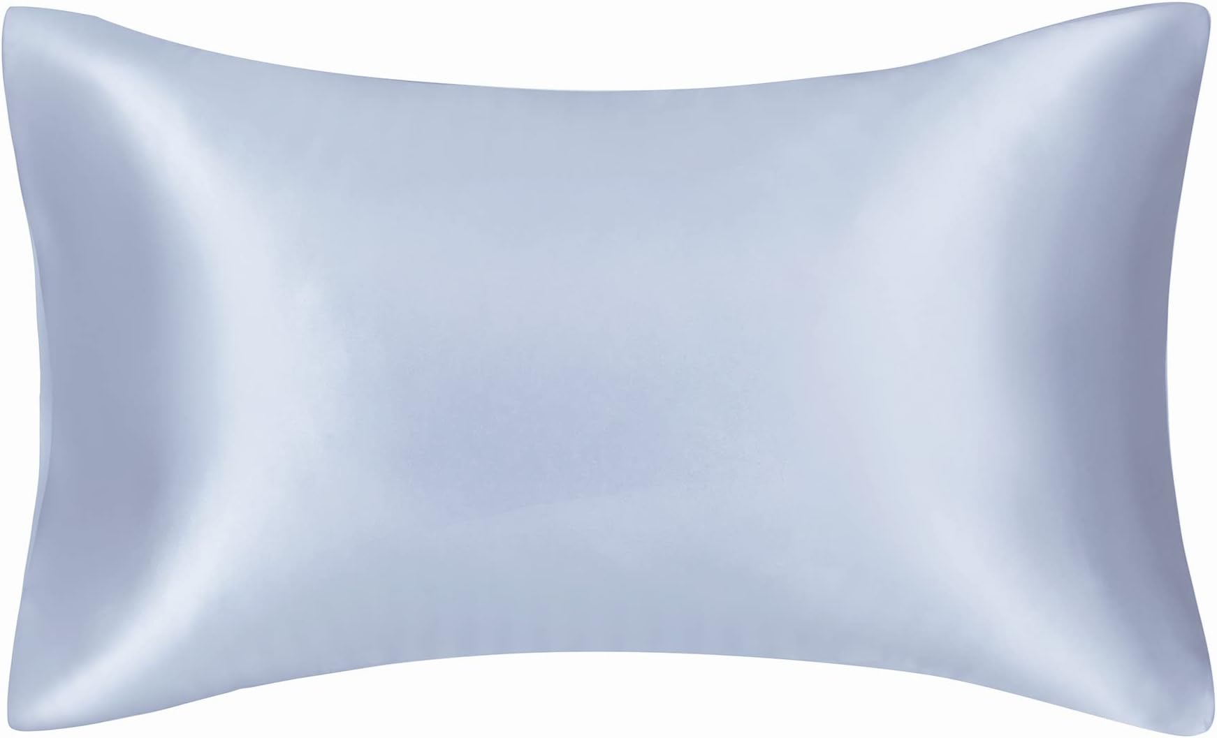 100% Mulberry Silk 19 Momme Charmeuse Silk Pillowcase Both Sides Silk Hypoallergenic Pillow Shams Cover for Skin Health with Hidden Zipper 1pc 50 x 75 cm (Silver, Standard(50x75cm))