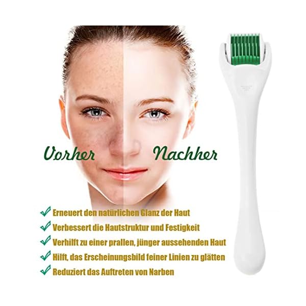 DermaRoller Microneedling Roller mit 540 Nadeln, Micronadeln Derma Roller 0,5 mm für Gesicht und Körper, effektiv gegen Falten, große Poren, Dehnungsstreifen, Haarverlust, Narben, Hyper-Pigmentierung – Bild 4