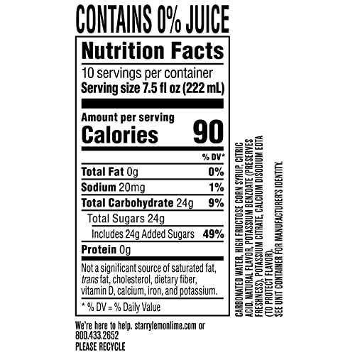 Image of Starry Lemon Lime Soda, Caffeine Free, Mini Cans, 7.5 Fl oz (Pack of 10)