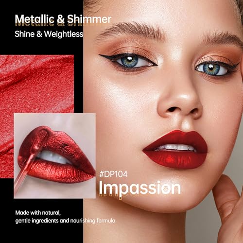 Image of Depuplum 3Pc Metallic Lipstick for Women Dark Red Bronze Burgundy Lip Gloss