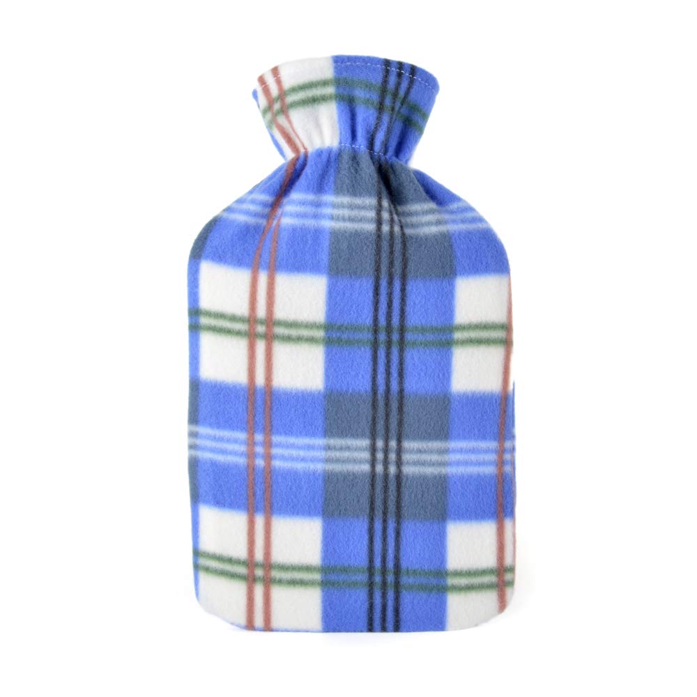 Check Print Hot Water Bottle Blue