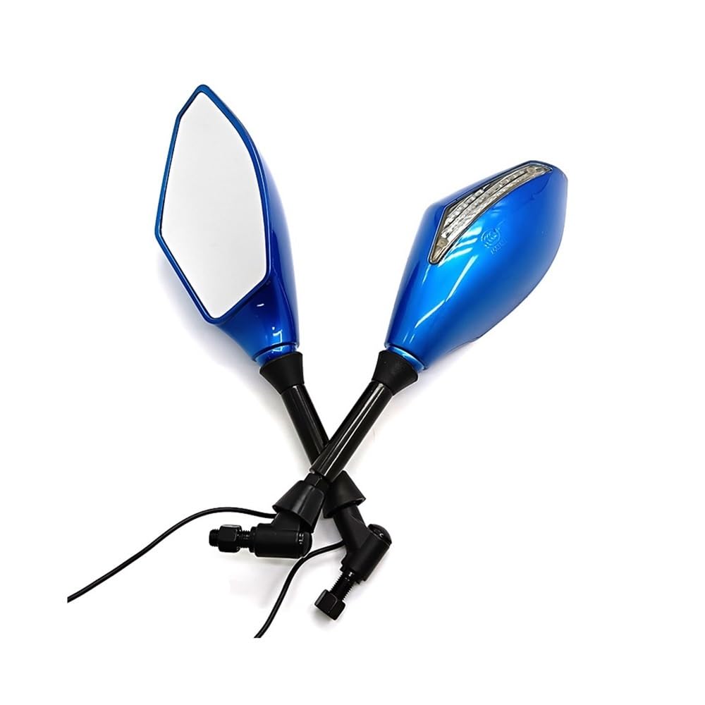 Rétroviseur moto 10mm avec clignotant LED bleu intégré universel