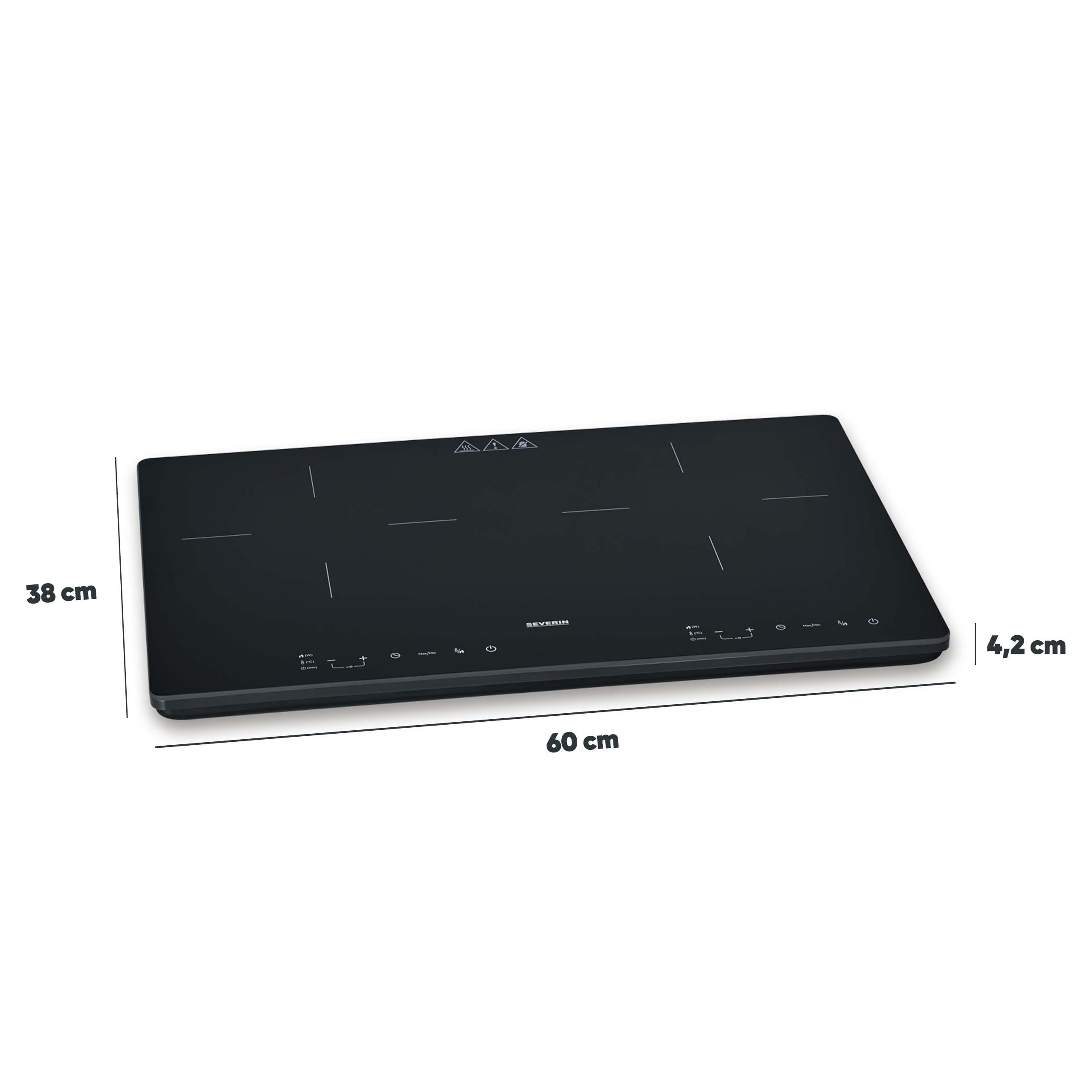 SEVERIN DK 1033 Piano Cottura a Doppia Induzione – 3400W, Vetroceramica Ø22cm, Display Touch, Timer, Spegnimento Automatico, Nero, Compatto e Facile da Pulire
