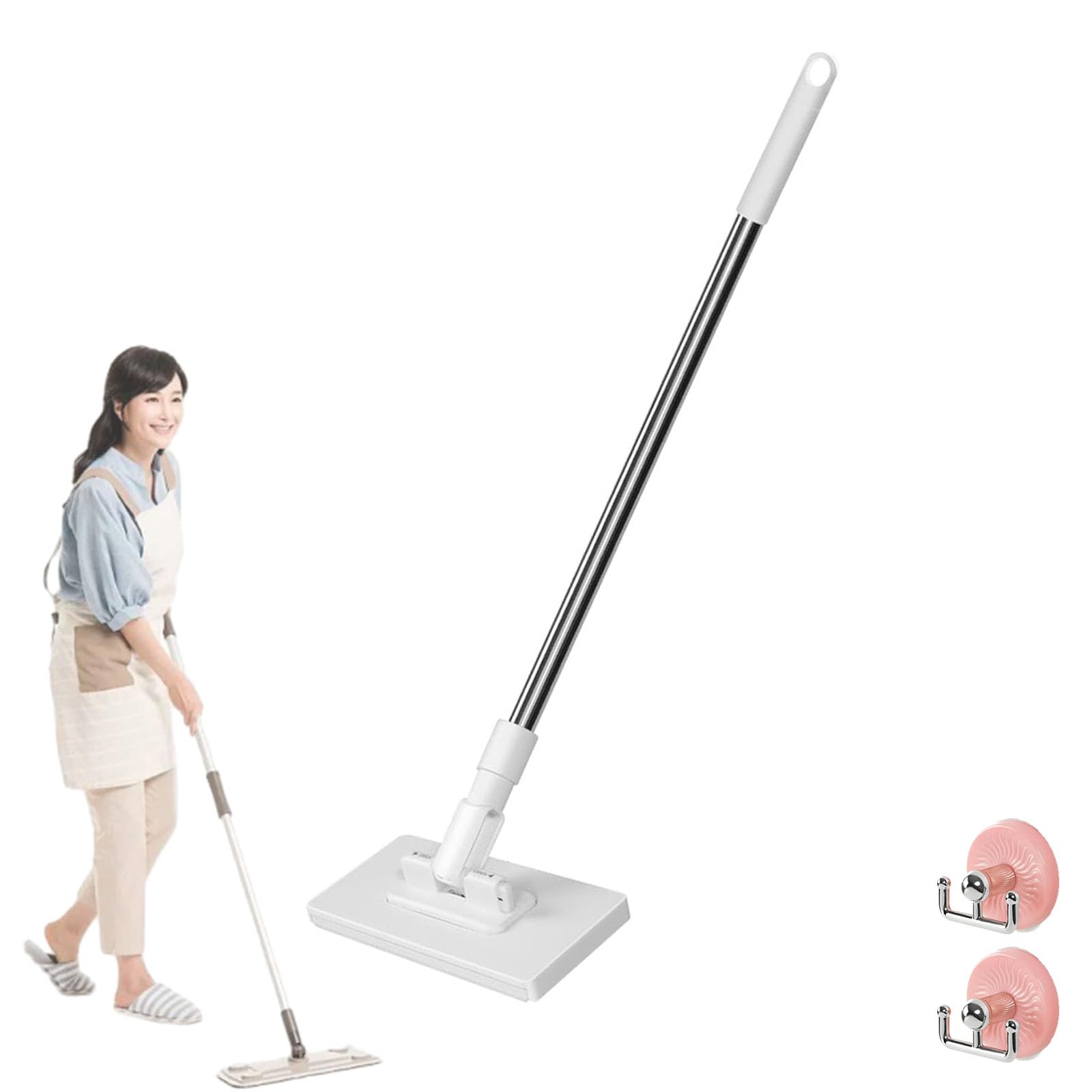 Automatic Cloth Changing Mini Mop, Lazy mops, Zero Touch Disposable Dust Mops with Reusable Cloths, Cloth Clip and No Wash mops, Gap Dust Cleaner for Wall Door Window (1 mop)