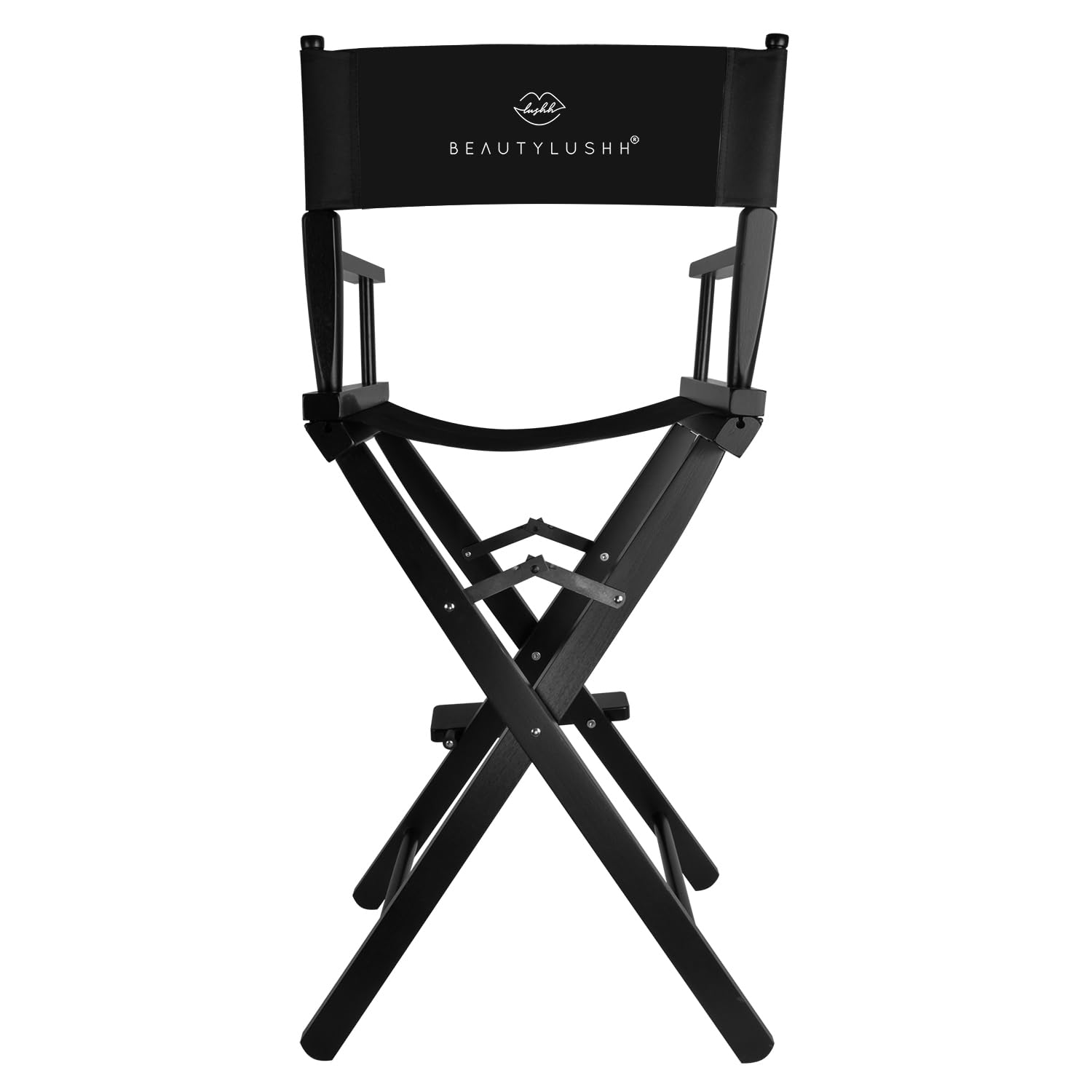 Sedia trucco pieghevole in legno con poggiapiedi e braccioli – poltrona make-up portatile per truccatori, saloni e home studio – leggera, richiudibile, rivestimento impermeabile, portata 140 kg