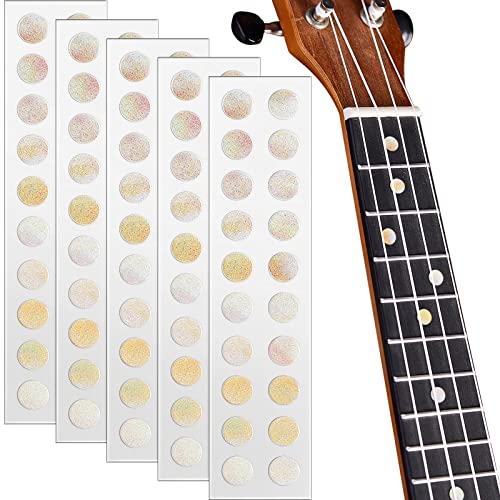 100 Pcs 5 Sheets Dot Fret Markers Guitar Fretboard Stickers Guitar Neck Decal for Ukulele Bass Banjo...