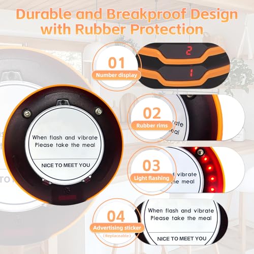Image of Restaurant Pager System, Buzzers for Restaurants 24 Coaster Pagers with Rubber Protection, Touch Keyboard Transmitter,2 Charging Base, Buzzer System for Food Truck Church Nursery Coffee Shop