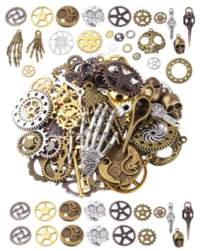 KGDUYC 76 Piezas accesorios de joyería- Engranajes Dijes Engranajes Colgante de Metal Antiguo para DIY Manualidades Decoraciones Bisutería Manualidades Productos Hechos a Mano