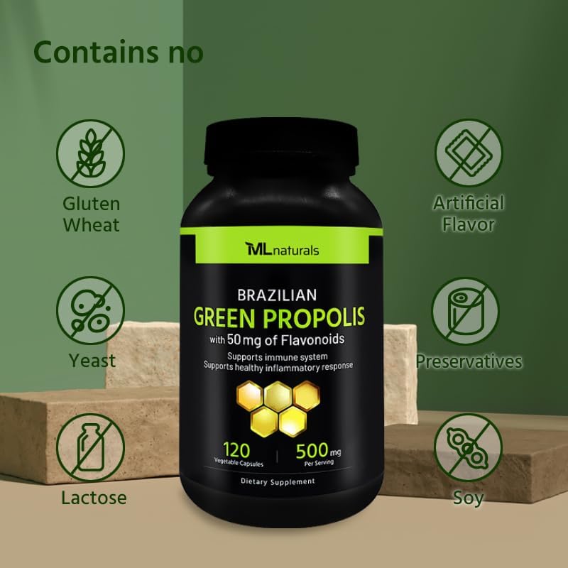 Miniatura 6 de Propóleo Verde Brasileño 500mg 120 Cápsulas Veganas