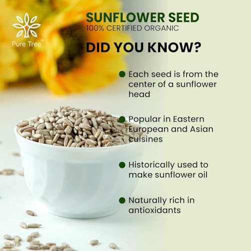 Image of Pure Tree Certified Organic Sunflower Seeds | 400 g | Glass Jar | Surajmukhi ke Beej | Raw Sunflower Seeds | Organic Seeds for Eating Rich In Healthy Fats & Fiber