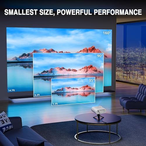 Image of Mini Projector, VISSPL Full HD 1080P Video Projector, Portable Outdoor Projector with Tripod, Kids Gift, Home Theater Movie Phone Projector Compatible with Android /iOS /Windows / (Cloud White)