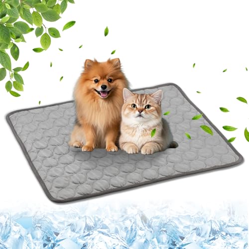 Yanlin 70x55cm Kühlmatte für Den Sommer, L, Grau, Kühlmatte für Hunde Selbst, Kühlkissen Hundematte, Hundekühlmatte für Hund & Katze...