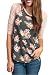 HOTAPEI Women Plus Size Casual Floral Print 3 4 Sleeve Crew Neck Shirts Blouse Tops Rose XXL