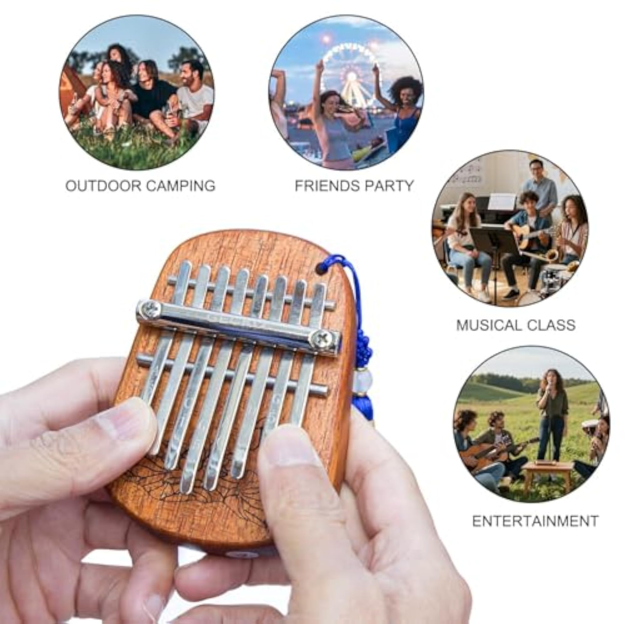 Portable 8-Key Mini Mahogany Kalimba Thumb Piano