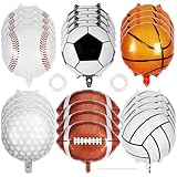 24 Pcs Sports Foil Balloon Set, 18 Inch Football Basketball Baseball Volleyball Golf Soccer Balloons All Sports Game Balloons for Birthday Baby Shower Sports Themed Party Decorations