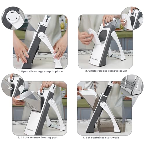 SupMaKin Upgrade Safe Mandoline Slicer, Multi Vegetable Chopper, Potato Slicer, Vegetables Slicer Onion Chopper Fry Cutter, Kitchen Chopping Artifact (GrayWhite) by SupMaKin - Image 6
