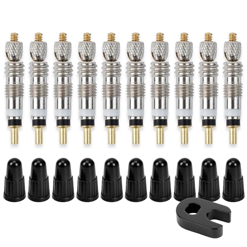 Square1 Presta Valve Core Kit -10 Universally Compatible Presta Valve Cores, 1 Presta Valve Core Removal Tool & 10 Presta Valve Core Caps - Presta Valve Core for Tubeless Bike Tires