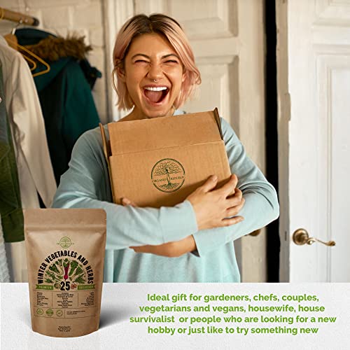 25 Winter Vegetable & Herb Garden Seeds Variety Pack For Planting Outdoors & Indoor Home Gardening 5000+ Non-Gmo Heirloom Veggie Seeds Broccoli Beet Carrot Cabbage Radish Pea Mint Thyme Parsley & More #TOP7