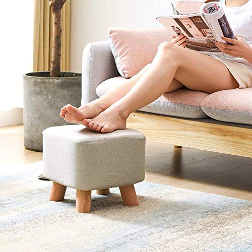 Tabouret pouf en bois beige idéal pour salon et chambre