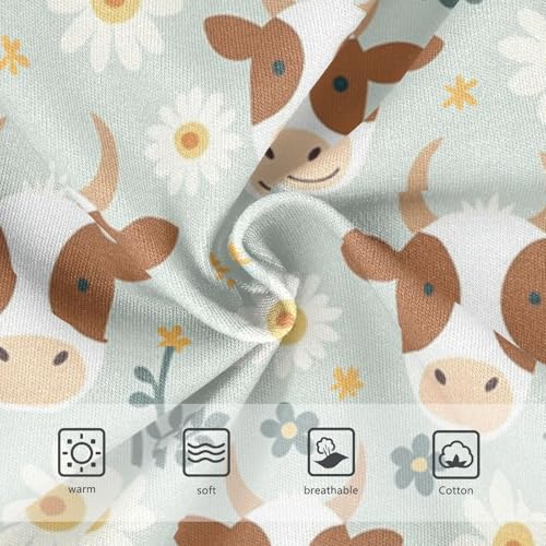 Wusikd Cute Cow Head Girls' Underwear Cotton White Flowers Girls Briefs Soft Toddler Underwear 2T3