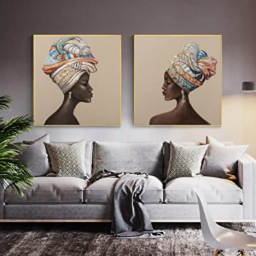 Portrait femme africaine sur toile, affiche décoration maison