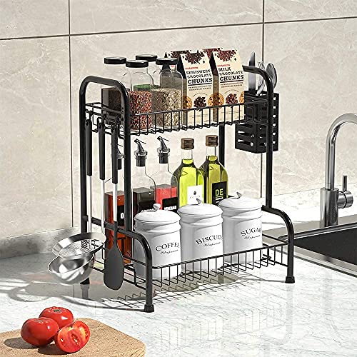 Bathroom Counter Organizer Rack With Toiletries Basket,Two Tier Stainless Steel Toothpaste Holder,Bathroom Accessories Organizer,Corner Storage Organizing Caddy Stand For Bathroom Vanity Countertops #TOP3
