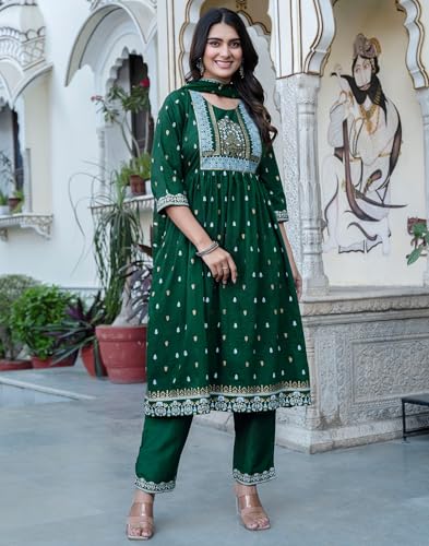 Image of SIRIL Women's Rayon Viscose Printed Kurta Pant with Dupatta Set