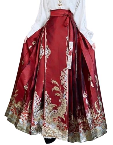 FQLGJMY Women's Horse Face Skirt Pleated Tie Up A-Line...