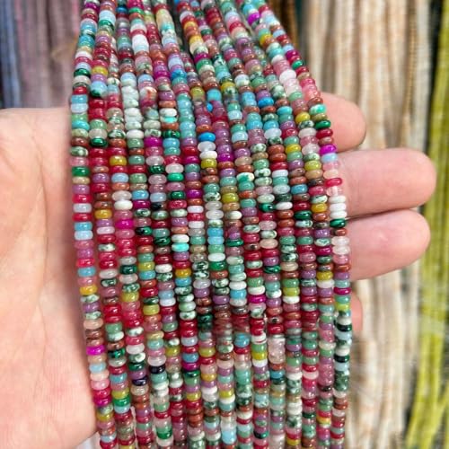 Natural Mulitcolor Rondelle Beads Natural Stone Disk Beads Loose Gemstone Spacer Bead for DIY...