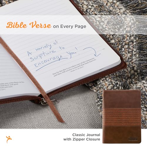 image for Christian Art Gifts Classic Faux Leather Journal Strong and Courageous