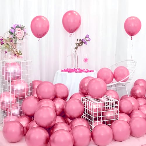 Image of Party Propz Dark Pink Balloons For Decoration - Pack Of 25 Pcs Pink Balloons for Birthday | Balloons For Decoration | Pink Balloon Decorations Set (Latex)