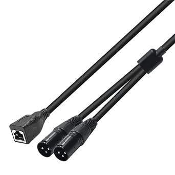 Toptekits Dual XLR to RJ45 Audio Cable,Dual 3-Pin XLR Male to RJ45 Network Connector Adapter Converter Splitter Cable for Microphone Behringer Speaker Systems and Radio RJ45 to 2*XLR 3P M