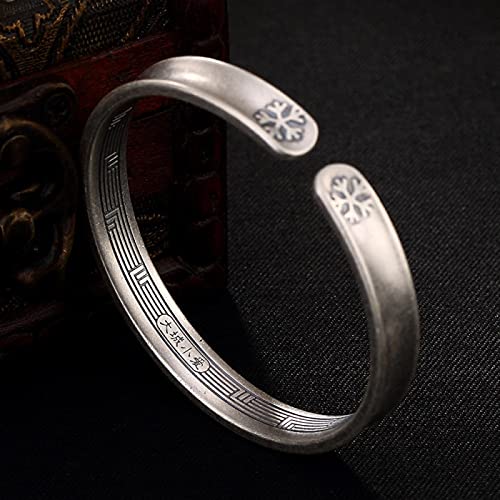 Bracelet S999 pur ouvert rétro tout assorti pour le style quotidien des dames