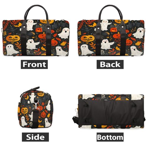 Halloween Travel Duffle Bag, Sports Gym Bags for Women Men, Carry On Weekender Overnight Bag, Ghost Theme Workout Hospital Airplane Trips Bag2