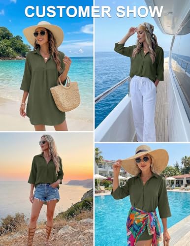 Image of Ekouaer Beach Cover Ups for Women Bikini Swimsuit Coverup Beach Dress Shirt